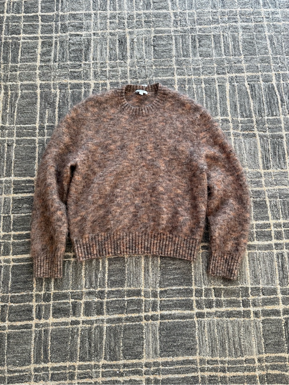 COS Brown Mohair Wool Blend Fuzzy Oversized Crewneck Sweater Medium